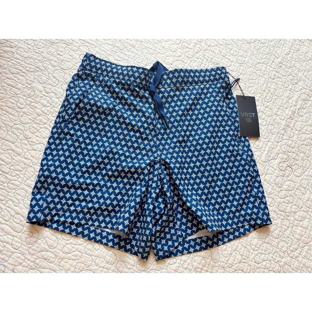 VRST Mens Relaxed Fit Hybrid Shorts Navy Blue 6 Inch Inseam Size Small